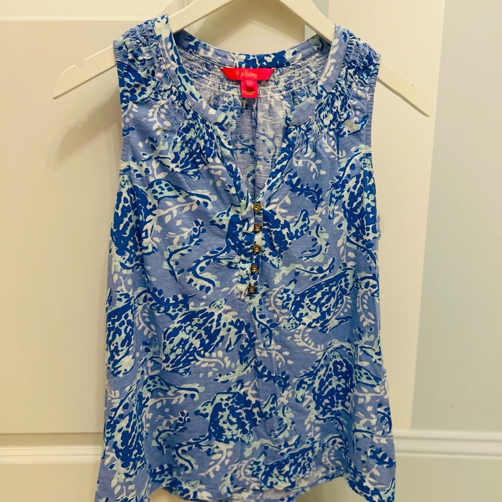 Lilly Pulitzer Blue and White Sleeveless Blouse